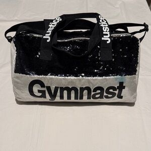 Justice Black and Silver Sequin Gymnast Duffel Bag